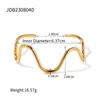 Bangle Uworld Stainless Steel 18K Gold Plated Bracelets Curve Wave Bangles For Women Personalized Jewelry