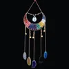 Wall Stickers Agate Dream Catcher Natural 7 Chakra Color Gemstone Garden Living Room Decoration Wind Chime Decor Moon Gem 230928