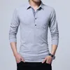 Men's Polos Autumn Long-sleeved Polo Shirt Solid Color Casual Thermal Cotton Plus Size M-5XL Brand Tops Camisa Masculina