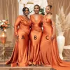 2023 Sukienki druhny syrena afrykańska pomarańcza plus rozmiar Nigeria dziewczyny letnie ślub sukienka gościnna sexy v szyja długa pokojówka suknie honorowe