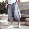 Men's Shorts Hip Hop Summer Street Loose Men Pants Linen Cotton Harem Wide Leg Comfortable Male Short Trouser Beachwear Plus Size