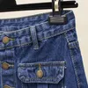 Skirts High Waist Denim Cotton Skirt Korean Spring And Autumn Vintage Single Breasted Fashion With Belt Casual Straight A-line