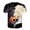 Мужские футболки T-футболка Summer Fashion Hip-Hop Мужская/женская печать инь-ян 3D Lion Wear 2023 Top Asian Size S-6xl