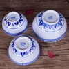Миски 1pcs китайский стиль керамическая посуда чаши синий и белый фарфор китайский рис рис кухонный обеденный посуда контейнер