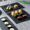 Plates Black Stone Round Natural Slate Western Steak Dinner Plate Kitchen Cheese Pizza Flat Fruit Tray For Wedding