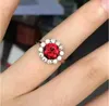 Cluster Rings Garnet Ring Natural And Real 925 Sterling Silver Wholesales Lady Jewelry Red Gems 7mm