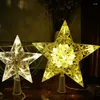 Decorazioni natalizie P82D Stella dell'albero in stile nordico con luce a LED Perline di cristallo finte alimentate a batteria Lampada da fata in cima all'albero Decorazioni per feste