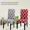 Pokrywa krzesła 6pcs pokrywka nordycka geometryczna elastyczna elastyczna el stolik spandex