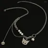 Collares pendientes Collar de perlas de acero inoxidable coreano Moda Diseño reflectante Sentido mayor Cadena de suéter romántico delicado