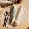 Table Cloth Nordic Style Woven Printing Tassel Meal Pad Thermal Insulation Home Kitchen Decorative Small Round Cover