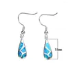 Boucles d'oreilles pendantes mode femmes élégant rempli bleu opale de feu longue goutte bijoux 2023