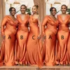 2023 Sukienki druhny syrena afrykańska pomarańcza plus rozmiar Nigeria dziewczyny letnie ślub sukienka gościnna sexy v szyja długa pokojówka suknie honorowe