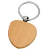 Crochets 12pcs porte-clés en bois vierge en forme de coeur bricolage porte-clés en bois étiquettes cadeaux
