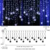 Strings Snowflakes LED Curtain String Lights Christmas Window Light US/EU Plug For Bedroom Patio Xmas Wedding Birthday Party