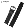 JAWODER Watchband 28mm Black Silicone Rubber Watch Band Stainless Steel Clasp Strap Replace Electronic for Casio EF-550 Sports Wat285P