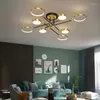 Lampes suspendues Lampe de plafond LED moderne avec télécommande dimmable pour salon salle à manger chambre cadre doré lustre éclairage