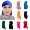Çocuklar Durags unisex düz renkli kadife nefes alabilen uzun kuyruk bandana çocuk şapkası türban durag kapak başlık başı saç aksesuarları be270j