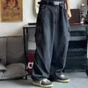 Kvinnors jeans houzhou baggy byxor manliga denim byxor svarta breda ben män s överdimensionera last koreanska streetwear hip hop hajuku 221231