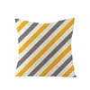 Pillow 2 Pieces Cover Cotton Linen Yellow Geometric Print Serging Square 45 Throw Pillowcase Sofa Home Decorative