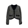 1220 L 2023 Autumn Sweaters Women's Cardigan Black Sweater V Neck Long Sleeve Brand Same Style Women's wanteng