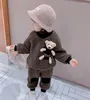 Clothing Sets 2-6 Years Winter Girls Boys Cute Cartoon Bear Suit Baby Kids Children Thick Warm Fleece Set 2pcs