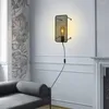 Lampa ścienna amerykańska nowoczesna salon sypialnia jadalnia nocna studia czarna/miedziana kratka retro korytarz dekoracyjny