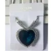 Pingente de colares de pendente de qualidade clássico austríaco clássico filme azul de coração shinestone charme feminino de verão girl moda jewerlry