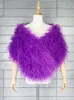 Women's Fur Imitation Beach Wool Long Hair Bridal Shawl Club Faux Bridesmaid Cloak Furry Vest Cape