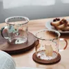 Verres à vin JINYOUJIA 360 ml Dessin Animé Animal Tasse En Verre Avec Échelle Tasses À Café Créatives Petit Déjeuner Tasse À Lait Home Office Drinnkware Tasses À Eau