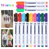 12 couleurs imperméable à l'eau tissu peinture marqueur stylo Permanent Non toxique universel pour bricolage peinture sur toutes sortes de Textiles