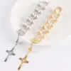 Link Bracelets Bracelet Imitation Pearl Beads Catholic Rosary Holy Communion Cup Gift Cross Crucifix Pendants Alloy Jewelry