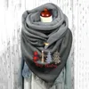 Sciarpe Albero di Natale Stampa Bottoni Scialli Avvolgenti Foulard Casual Femme Inverno Caldo Donna Natale