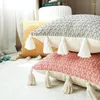 Pillow Pink Beige Grey Green Orange Tassel Cover Tassels Decoration 45x45cm Sofa PillowCase Sham