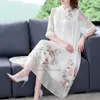 民族服2023中国の伝統的なQipao Cheongsamドレスヴィンテージフラワー刺繍イブニングパーティーVestido Retro Chiffon Aodai