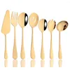 Dinnerware Sets 7Pcs Gold Tableware Set Stainless Steel Cutlery Spoon Fork Knife Mirror Dinner Kitchen Flatware