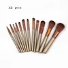 Designer make -upborstels 12 pc's poederborstel goud metalen doos professionele make -up tools1895313