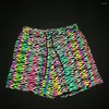 Pantalones cortos para hombres Colorido Estampado de cebra Reflectante para hombres Noche Fluorescente Yoga Correr Sporting Hip Hop Reflejar ropa ligera