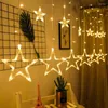 Strings EU -plug Eid Moon Star Gordijn Fairy Lights Christmas Decorations Outdoor Garland Garden Decor Wedding Feest