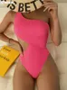 Women s Swimwear Riseado One Shoulder Swimsuit Piece Sexy Textured Monokini Swimming Suit Beach Bathing Suits 221231