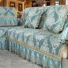 Housses De Chaise Ensembles De Canapé De Style Jardin Européen Coton Lin Jacquard Dentelle Coussin De Serviette Dossier Accoudoir Taie D'oreiller Couverture Sectionnelle F