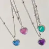 Pendant Necklaces Colorful Changing Mood Heart For Women Girl Temperature Control Clavicle Chain Necklace Fashion Jewelry Gift