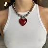 Pendentif Colliers Hip Hop Minimaliste Coloré Verre Amour Coeur Pour Femmes Perles Esthétiques Chaînes Ras Du Cou Court Filles Fête Bijoux