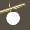 Chandeliers Nordic Art Strip Glass LED Pendant Lights Modern Model Room Kitchen Chandelier Hanging Lamp Black Gold Decor