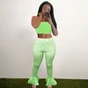 Женские спортивные костюмы мода 2 куски женские полосатые трубки Top Bodycon Ruffle Pant 2023 Летняя вечеринка наряды женская оптовая связь