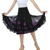 Stage Wear Women Floral Print Modern Dancing Dress Performance Kostuum Ballroom Dance Rok Dancewear Vintage Pargin Tango Rooks