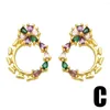 Stud Earrings FLOLA Rainbow Crystal For Women Copper Zirconia Daisy Ear Studs Gold Plated Jewelry Party Gifts Ersa063