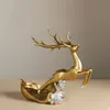 Creative Golden Elk Red Wine Rack Ornaments Home Living Room TV Cabinet Harts