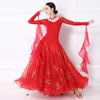 Stage Wear Standard Ballroom Dance Dress Women Tango Flamenco Waltz Dancing Skirt Lady's Long Sleeve Competition Dresses