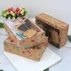 Confezione regalo 3 pezzi / 3 colori grande scatola di carta kraft Scatole di caramelle natalizie Imballaggio biscotto per torta con finestra in PVC trasparente