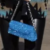 Evening Bags Customized Vintage Beaded Crossbody Clutch Purse Mobile Phone Square Messenger Bag Portable Blue Shiny Dinner Purses